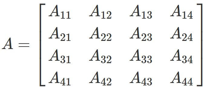 determinant of a 4 x 4 matrix
