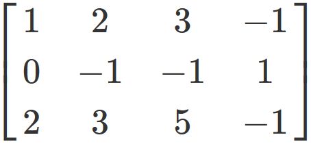 Example to calculate the rank of a matrices